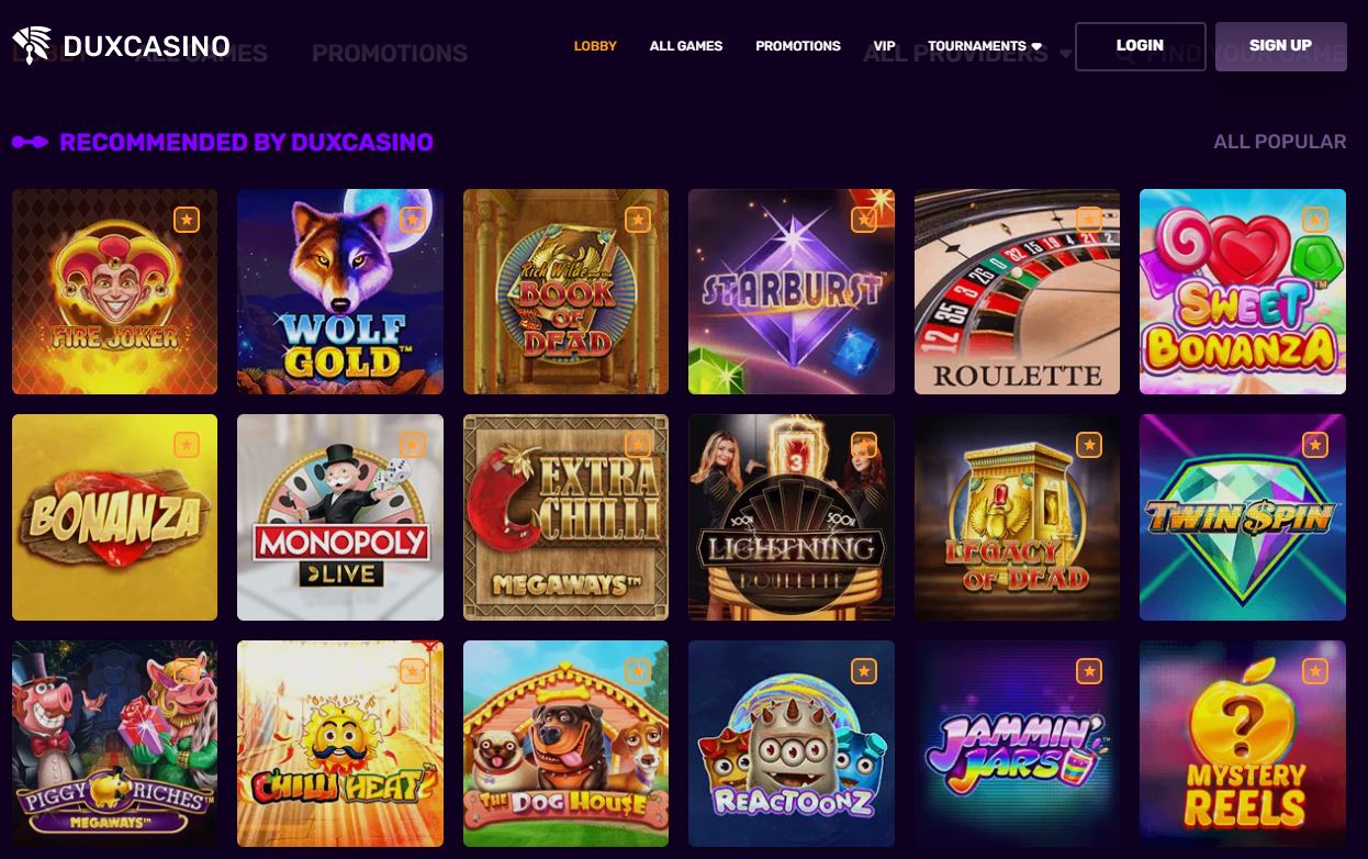 Dux Casino Games Recommended