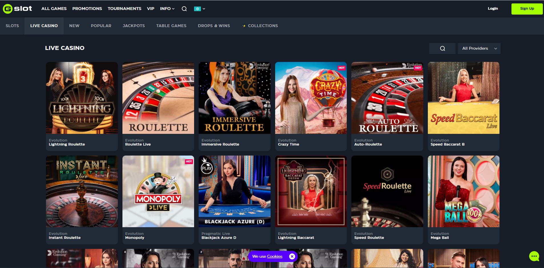 Gslot Casino Live Games Screenshot