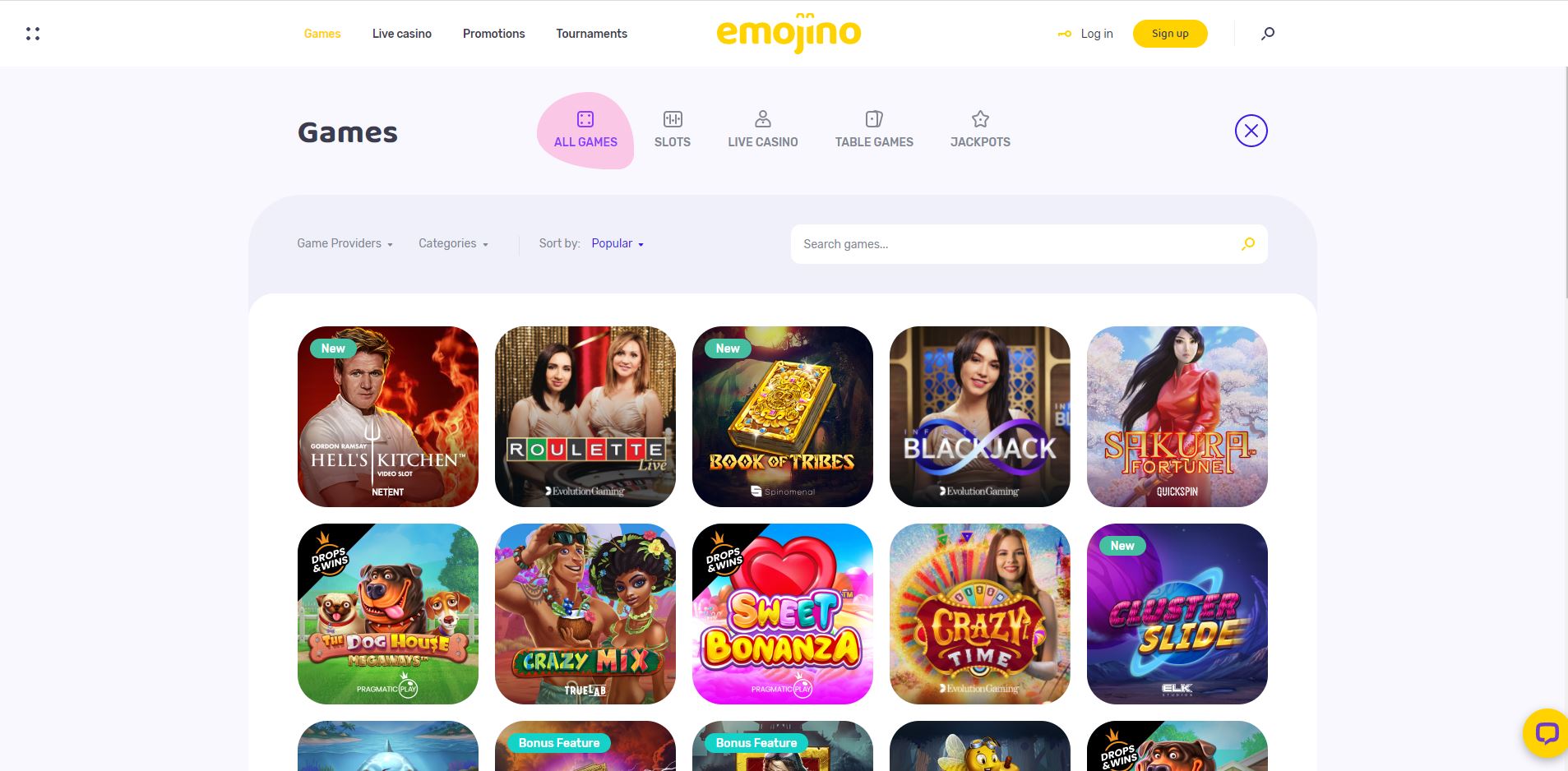 Emojino Casino Games Screenshot