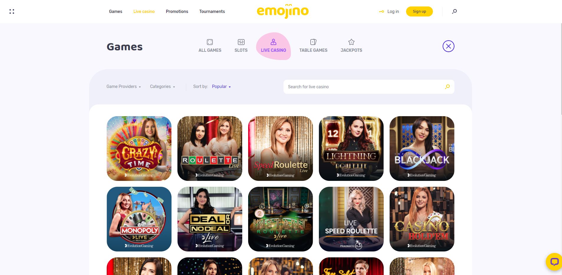 Emojino Live Casino Screenshot