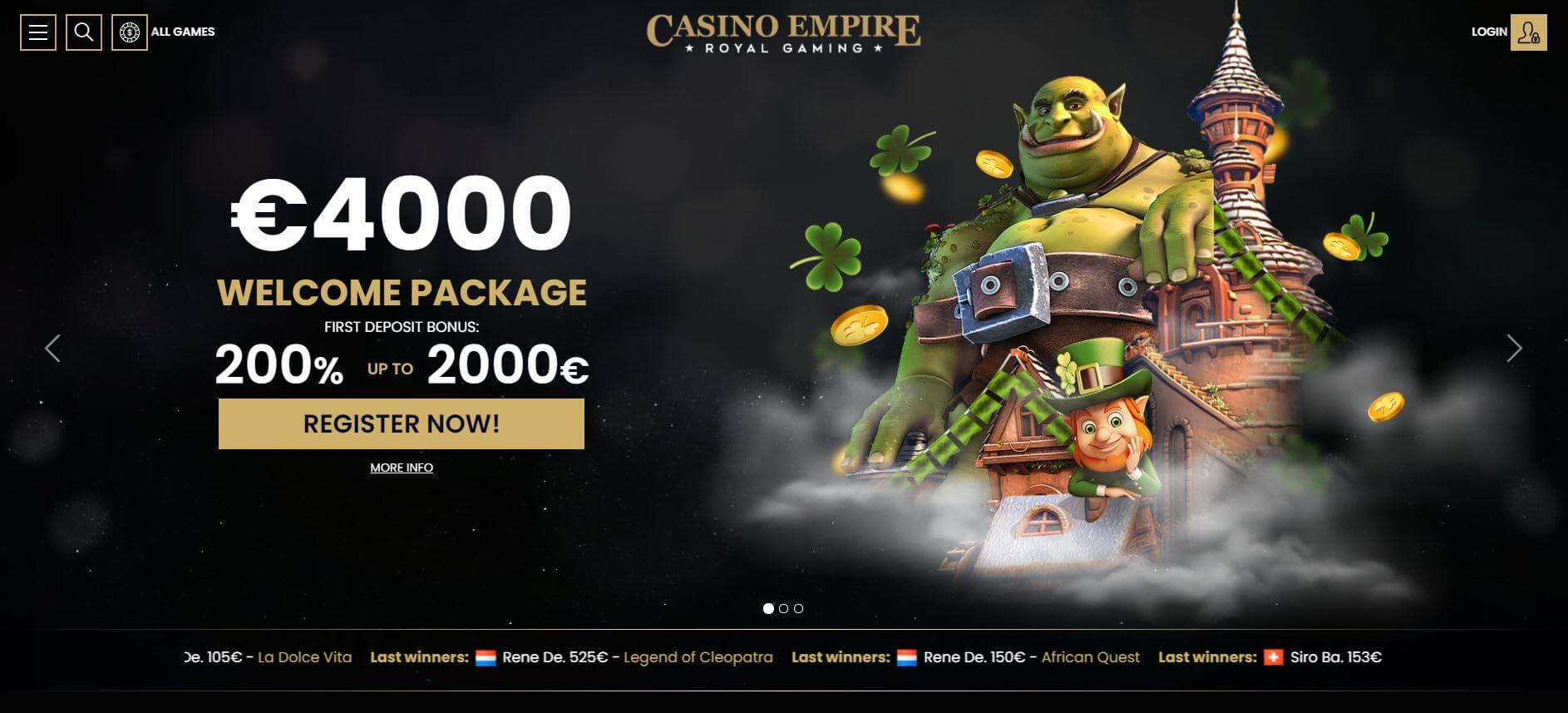 Casino Empire Homepage